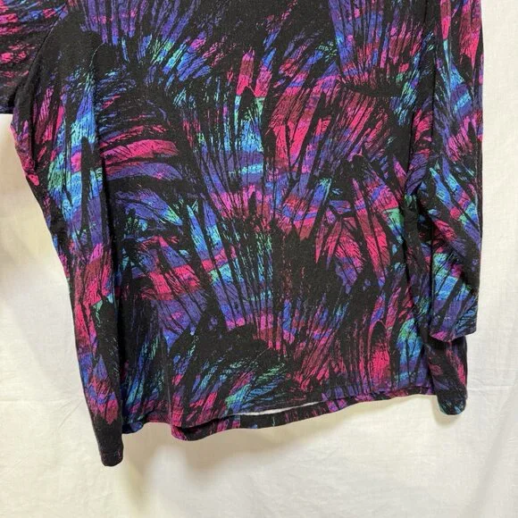 Ruby Rd Womens Blouse Plus 2X Boat Neck Colorful 3/4 Sleeve Shirt Top Artsy Art - Picture 5 of 8